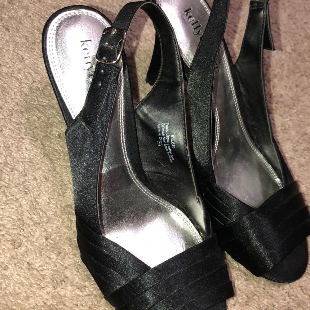 Black open toed high heels